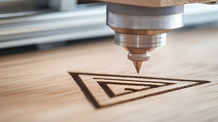 Laser Cutter Engraving Geometric Designs on Car Surface, Intricate patterns being etched into sleek automotive bodywork, showcasing precision craftsmanship