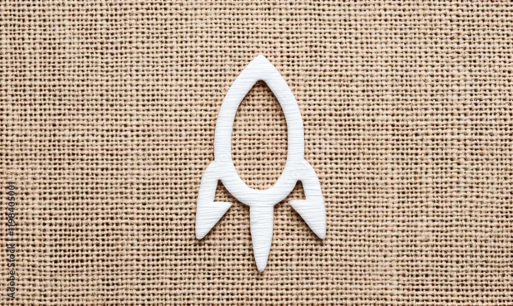 Poster woven threads rocket, a minimalist design showcasing intricate thread patterns, symbolizing innovati