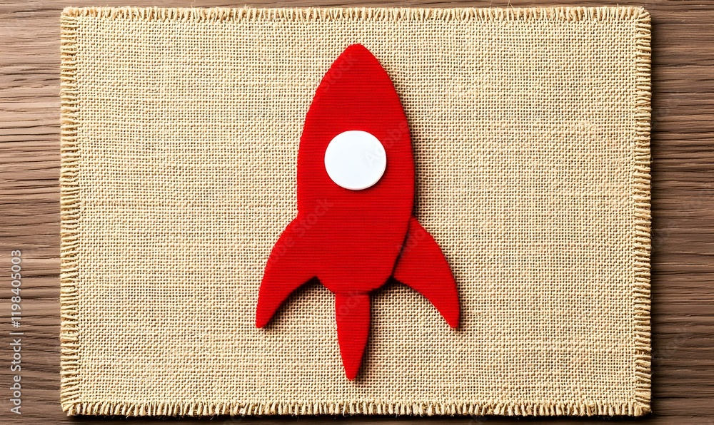 Poster woven threads rocket, a minimalist design featuring intricate patterns crafted from threads, showcas