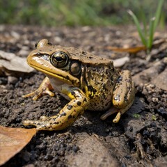 Obraz premium Foothill Yellow-Legged Frog in Its Vulnerable Habitat