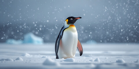 Naklejka premium cute penguin in Antarctica, created by generative ai