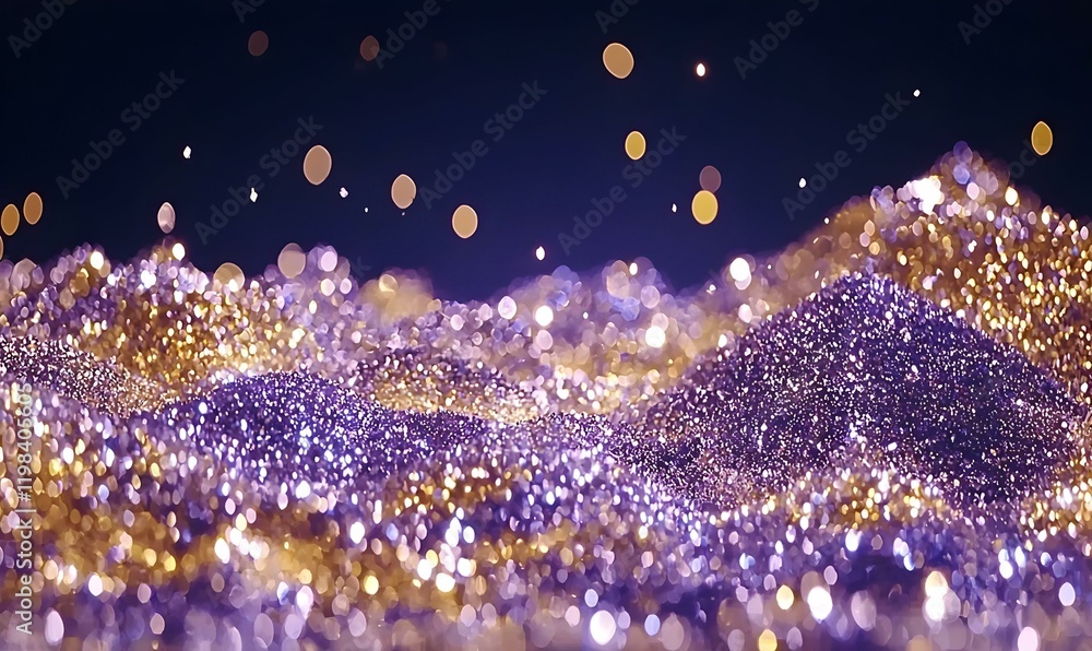Poster shimmering rainbow glitter particles, captivating display of vibrant colors reflecting light, creati