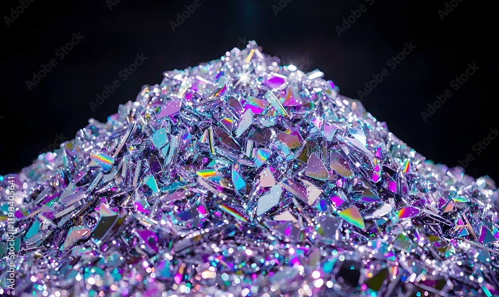 Poster shimmering rainbow glitter particles, a vibrant display of multicolored sparkles, creating a mesmeri