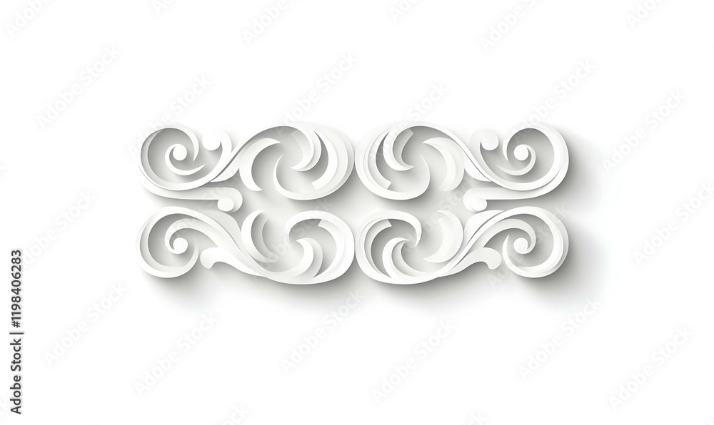 Poster soft paper swirls, delicate white curls gracefully unfold, creating an elegant texture against a pri