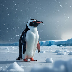 Obraz premium cute penguin in Antarctica, created by generative ai
