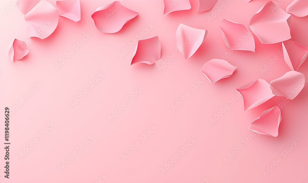 Poster soft pink gradient backdrop with scattered geometric shapes, creating a soothing and modern aestheti