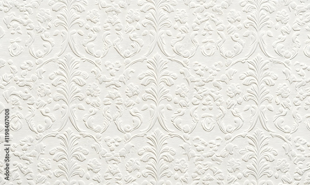 Poster elegant damask fabric with intricate patterns, softly textured design on a light cream background, p