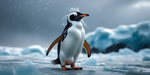 Fototapeta premium cute penguin in Antarctica, created by generative ai