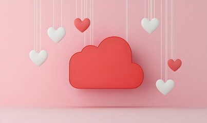 Valentine's Day Sale Banner, vibrant red background, playful heart graphics, bold text highlighting special offers, festive and romantic theme