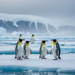 Obraz premium cute penguin in Antarctica, created by generative ai