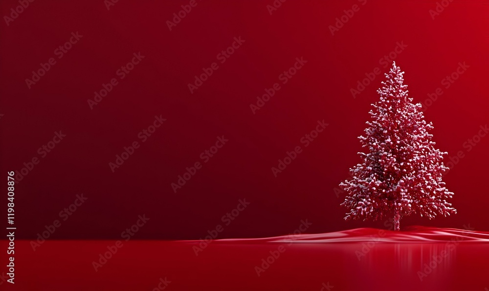 Poster vibrant red canvas with dynamic snowflake design, an eye-catching blend of bold color and intricate 