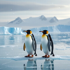 Fototapeta premium cute penguin in Antarctica, created by generative ai