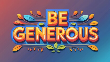 Be Generous Autumnal Leaves Design Illustration