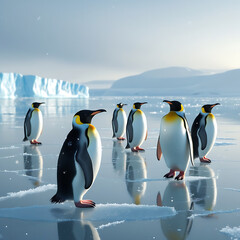 Obraz premium cute penguin in Antarctica, created by generative ai