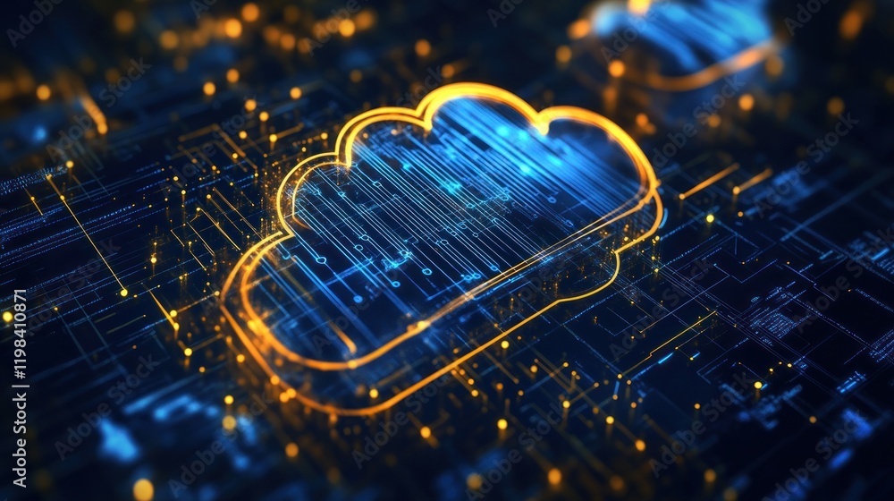 Poster abstract digital cloud computing network data concept