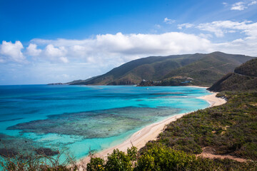 Naklejka premium Breathtaking view of Soldier Bay along Sound Road on the island of Virgin Gorda in the British Virgin Islands.