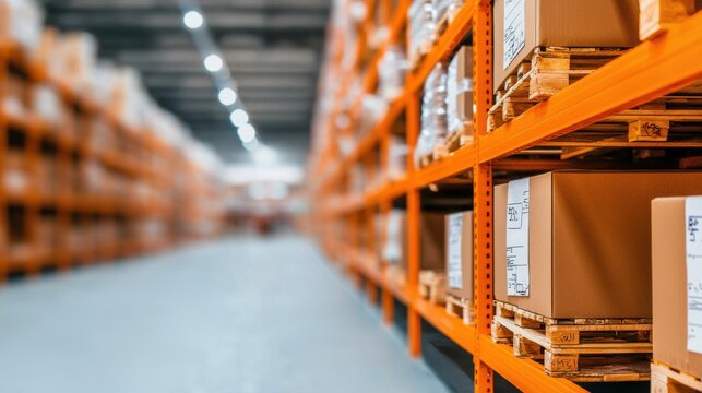 Food safety sanitation health concept. Well Organized Food Warehouse with Labeled Shelves and Inventory