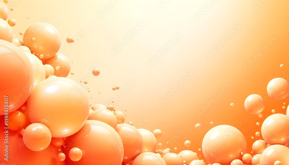 Fototapete An energetic and playful background featuring abstract orange and white bubbles in motion, creating a sense of movement and excitement