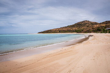 Virgin Gorda, BVI - March 22, 2018: Private beach at Oil Nut Bay, the exclusive Caribbean luxury resort.