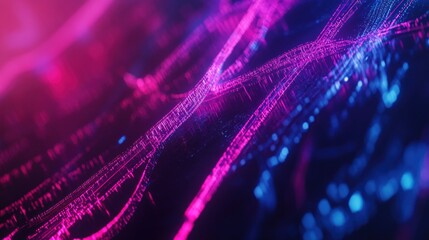 Abstract Neon Digital Landscape: Pink and Blue Data Streams