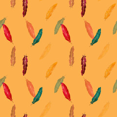 A Beautiful and Colorful Feather Pattern Set Against a White Background for Aesthetic Appeal