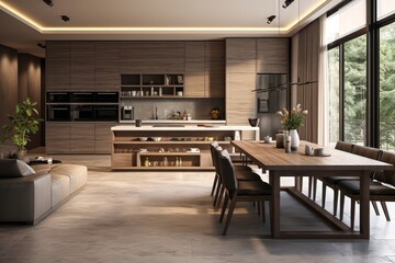 Modern kitchen design with natural light and wooden elements in cozy setting