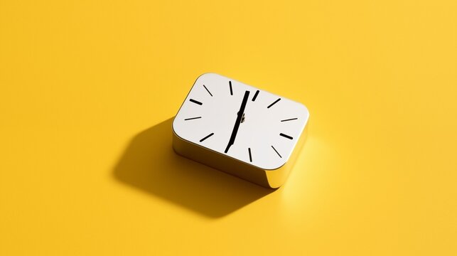 Silver Frameless Clock on Yellow