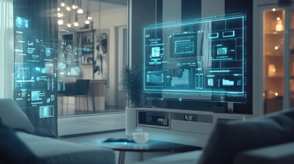 Naklejka premium Futuristic Smart Home: A Glimpse into the future of living
