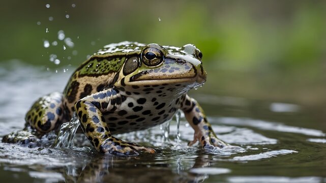 Leaping Into Action: Relict Leopard Frog in Mid-Jump