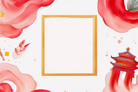 A vibrant watercolor design featuring pink florals and a decorative frame, perfect for invitations or announcements.