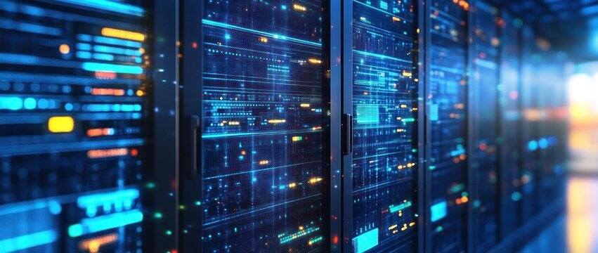 Digital Server Room: Futuristic Data Center - Powered by Adobe