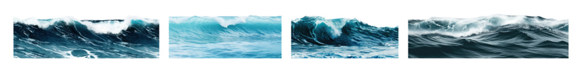 Naklejka premium PNG Dynamic ocean waves captured beautifully set, isolated on transparent background