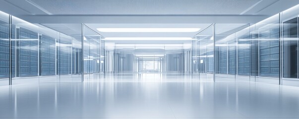 Futuristic Server Room: A Modern Data Center Corridor