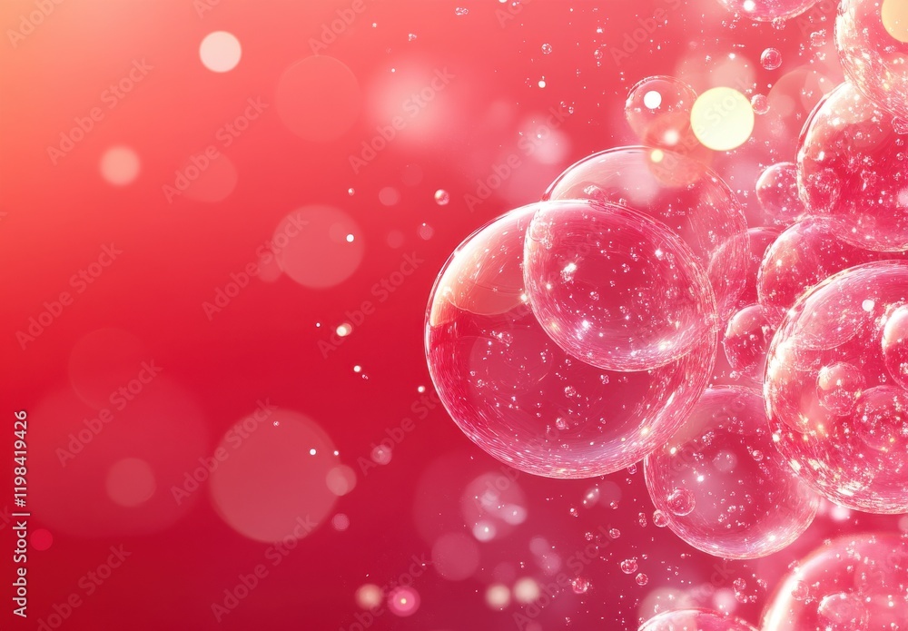 Poster bubbles floating gently in a soft focus background with colorful hues creating a dreamy and ethereal