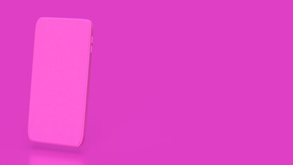 Smart phone on pink Background 3d Rendering.