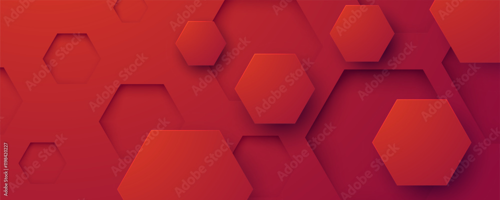 Poster abstract red background hexagon shape texture design vector