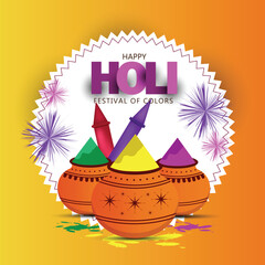 illustration of abstract colourful Happy Holi background card design for colour festival of India celebration greetings 
