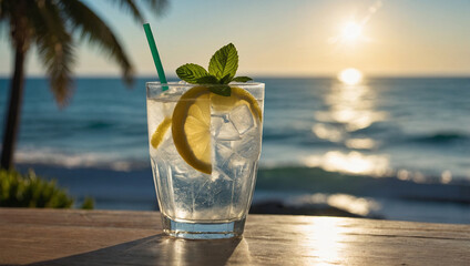 Fresh Lemonade with Ice Cubes