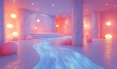 Dreamy Surfaces in pastel swirls and glowing lights, Generative AI