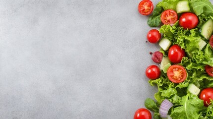 Vegetable salad cherry tomatoes, baked pepper, salad mix and onion with grilled haloumi (halloumi) cheese.