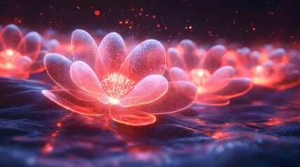 Surreal Neon Speakers Blossoming Like Vibrant Flowers in a Dark Garden