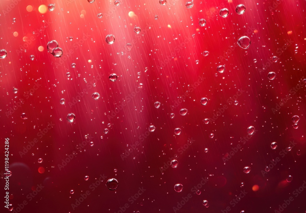 Poster glimmering water droplets on a shimmering red background creating a stunning visual effect for artis