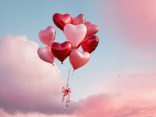 Fototapeta premium Love Takes Flight in a Heartfelt Sky