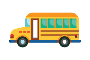 3d cute yellow school bus vector illustation on white background