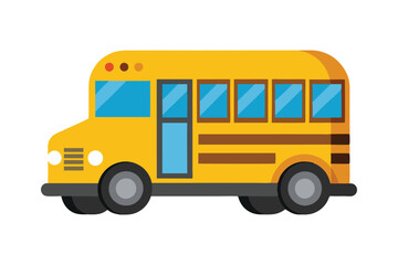 3d cute yellow school bus vector illustation on white background