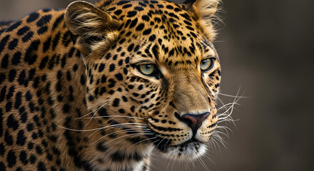 Fototapeta premium visual portrayal focusing on the specific attributes of a leopard. 