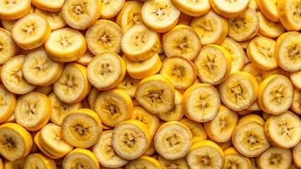 High-resolution panoramic image showcasing detailed banana slice textures against a rich background.