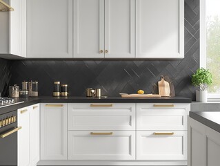 Modern Kitchen Design With White Cabinets And Black Accents