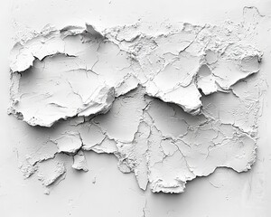 Obraz premium Textured white surface with cracks and uneven layers.
