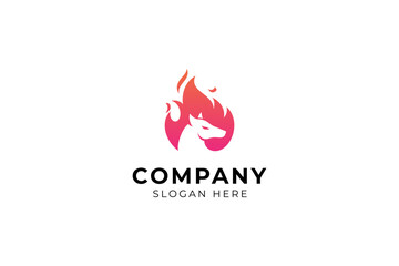 fire horse logo in red color flat vector design style